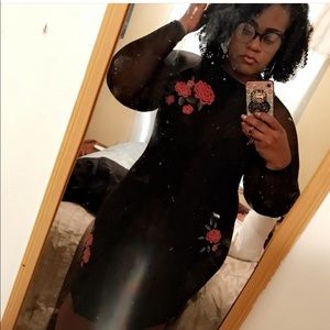 Sexy Black Floral Dress